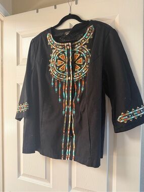 Bob Mackie Wearable Art Dreamcatcher Tunic in Black